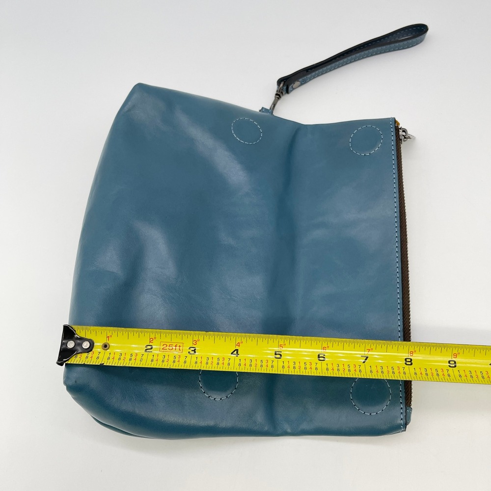 Patricia Nash Valerie Foldover Wristlet Clutch Blue Leather Minimalist Boho Chic - Picture 15 of 16
